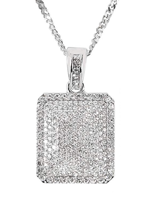 Other - Men's Silver Pave Tag Necklace